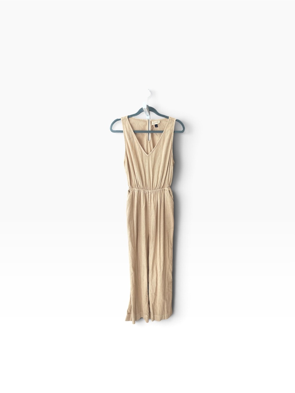 Universal Thread Sleeveless V-Neck Wide-Leg Jumpsuit in Beige